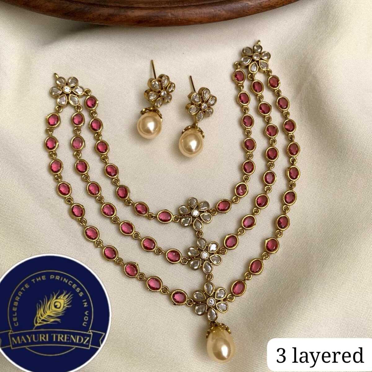 3 Layered Ruby Coloured AD Set
